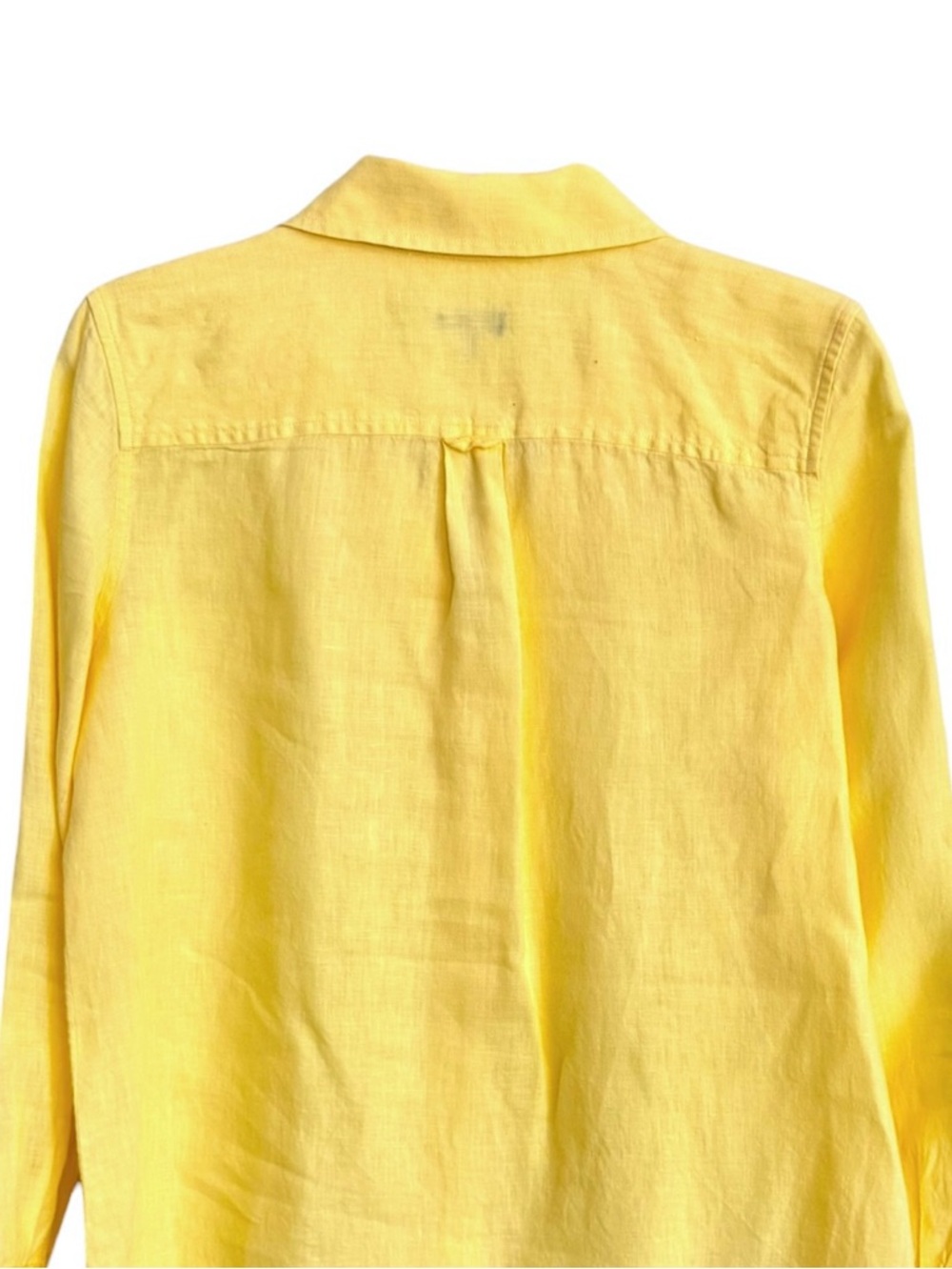 Talbots Size 10 Pure Irish Linen Yellow Button Front Long Sleeve Blouse - Picture 4 of 9